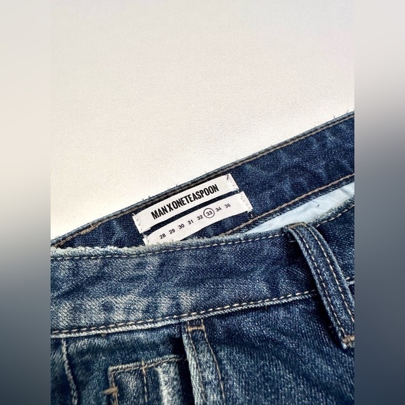 NEW! ONE TEASPOON MAN X Mr Pinks Relaxed Distressed Denim Jean Shorts Size 33 - Picture 10 of 14